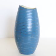 German ceramic vase, blue and gold, 1960, handicrafts, vintage