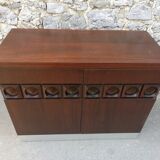 Exotic wood, belgium, 1960's brutalist bar cabinet