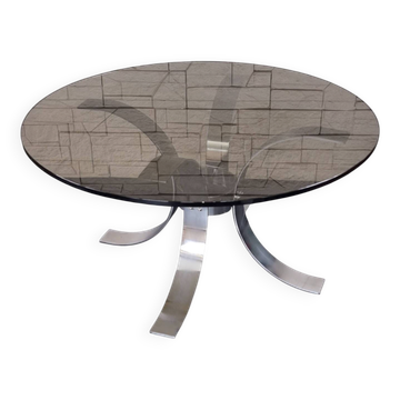 Table basse en verre fumée 1970