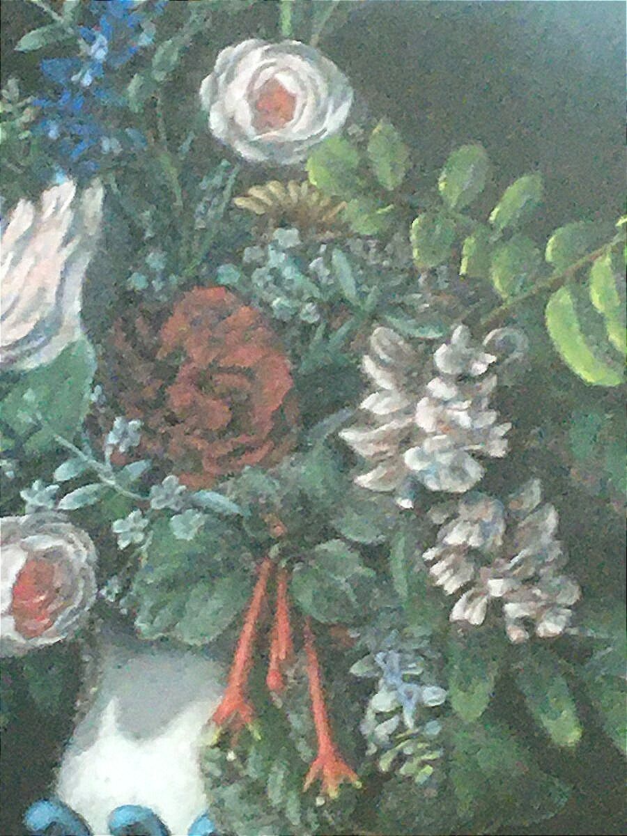 Pastel of a bouquet of flowers, Napoleon III, 19th century