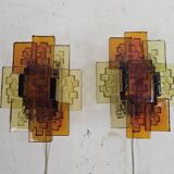 Set of wall lamps glass amber Holm Sorensen Denmark