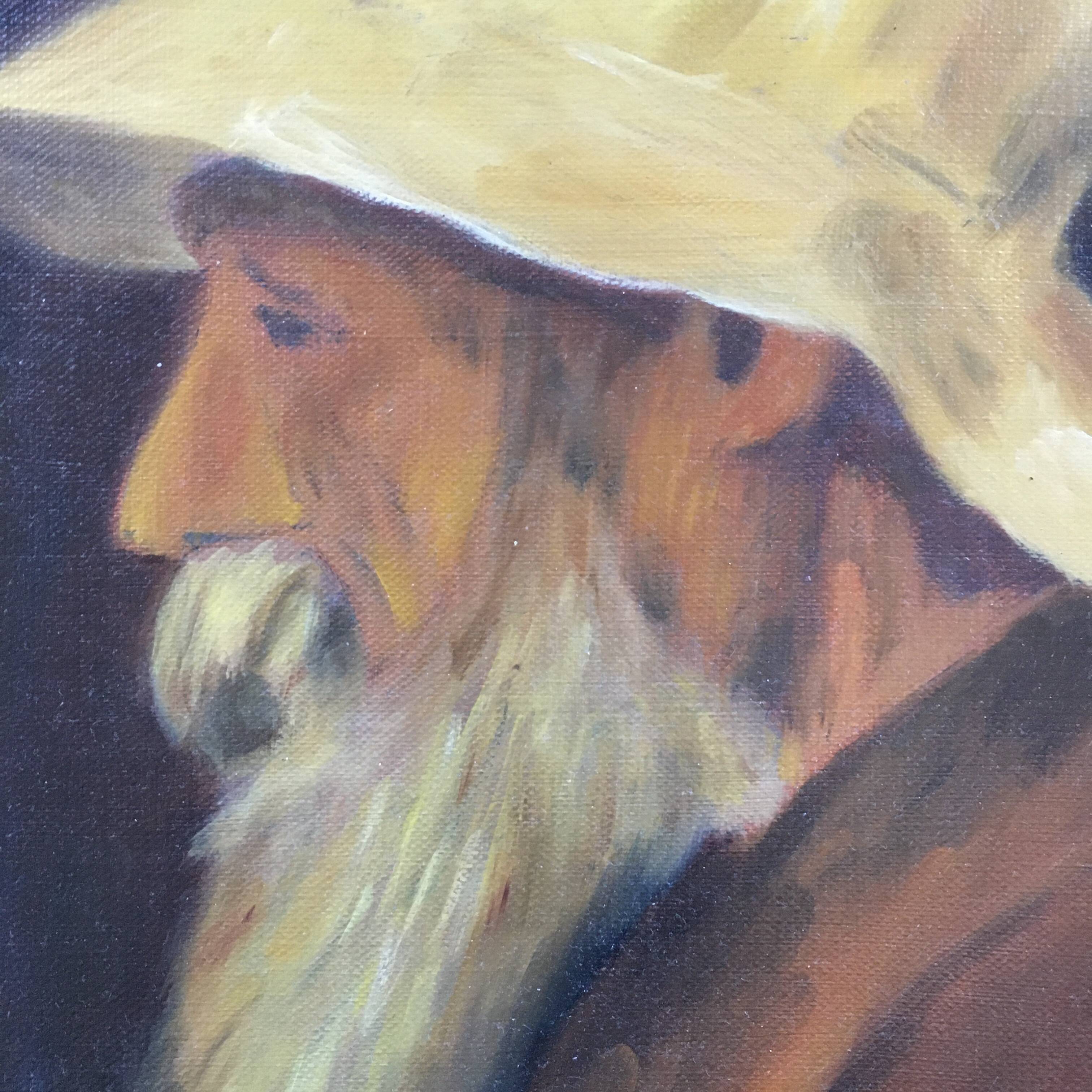 Chinese portrait table with a hat