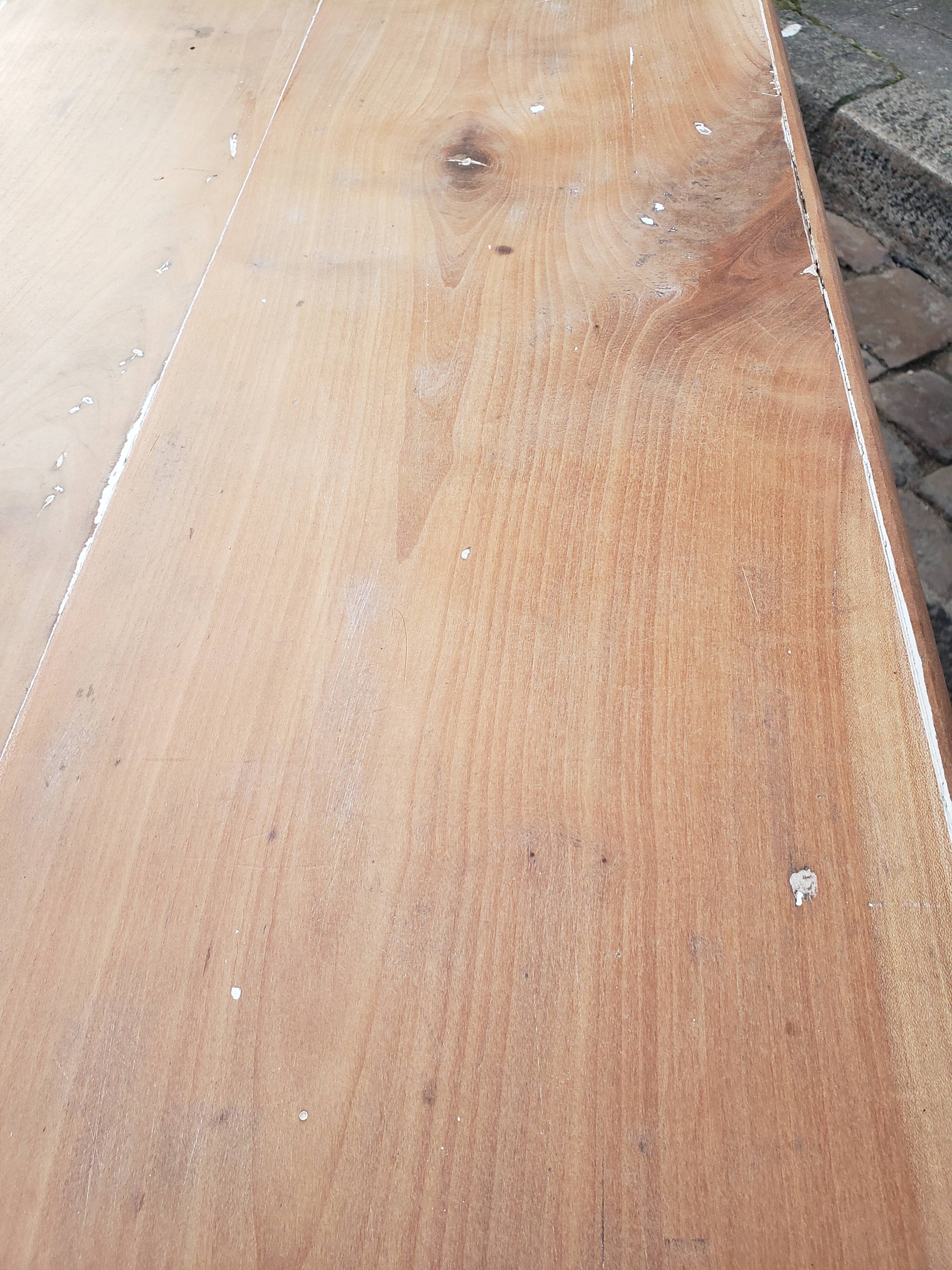 Old patina farm table turned feet