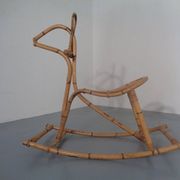 Large Bamboo Rocking Horse by Dirk van Sliedregt for Rohé Noordwolde, 1950s