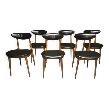 6 Vintage Unicorn Baumann Chairs 1960