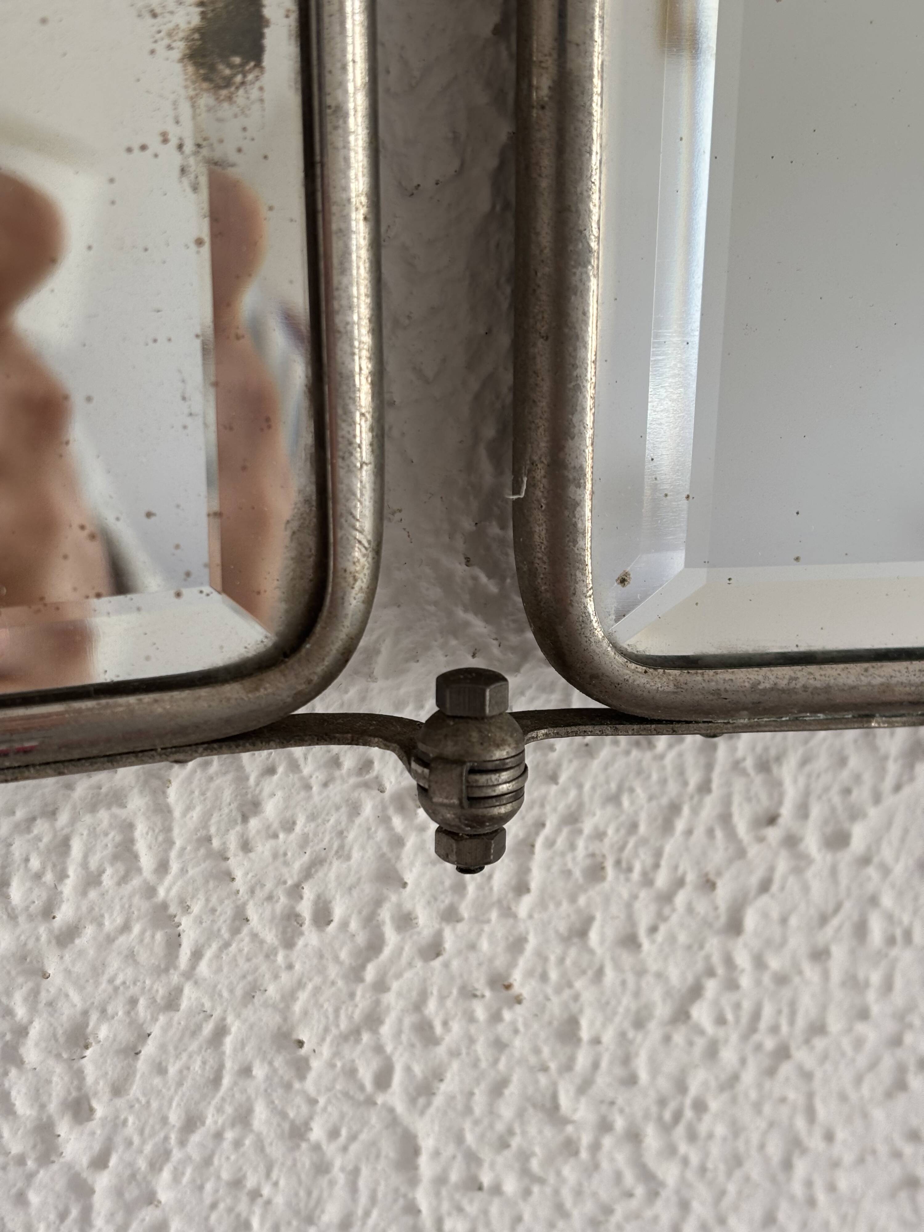 Miroir vintage 1930 triptyque barbier cristal biseauté- 25 x 58 cm