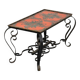 Vintage coffee table in glazed ceramic and wrought iron.