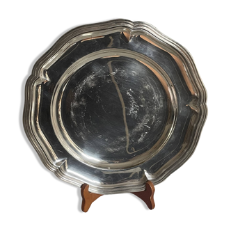 Round silver metal tray