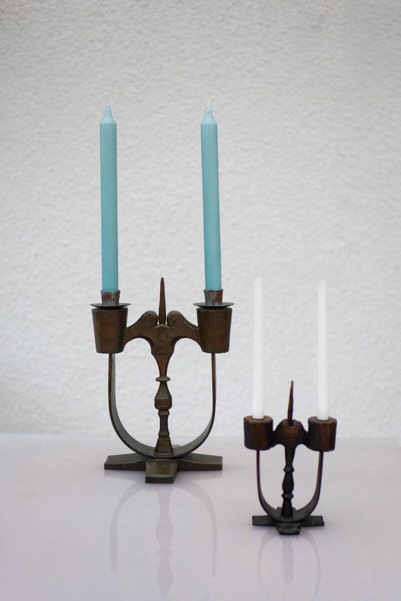 Swedish wooden candleholders from Taserud, 1955, set of 2