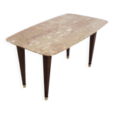 Rectangular Beech Coffee Table by Paolo Buffa with a Pink Travertine Top