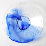 Vintage Bormioli Rocco Art Glass Bowl: Cobalt Blue Swirl Centerpiece