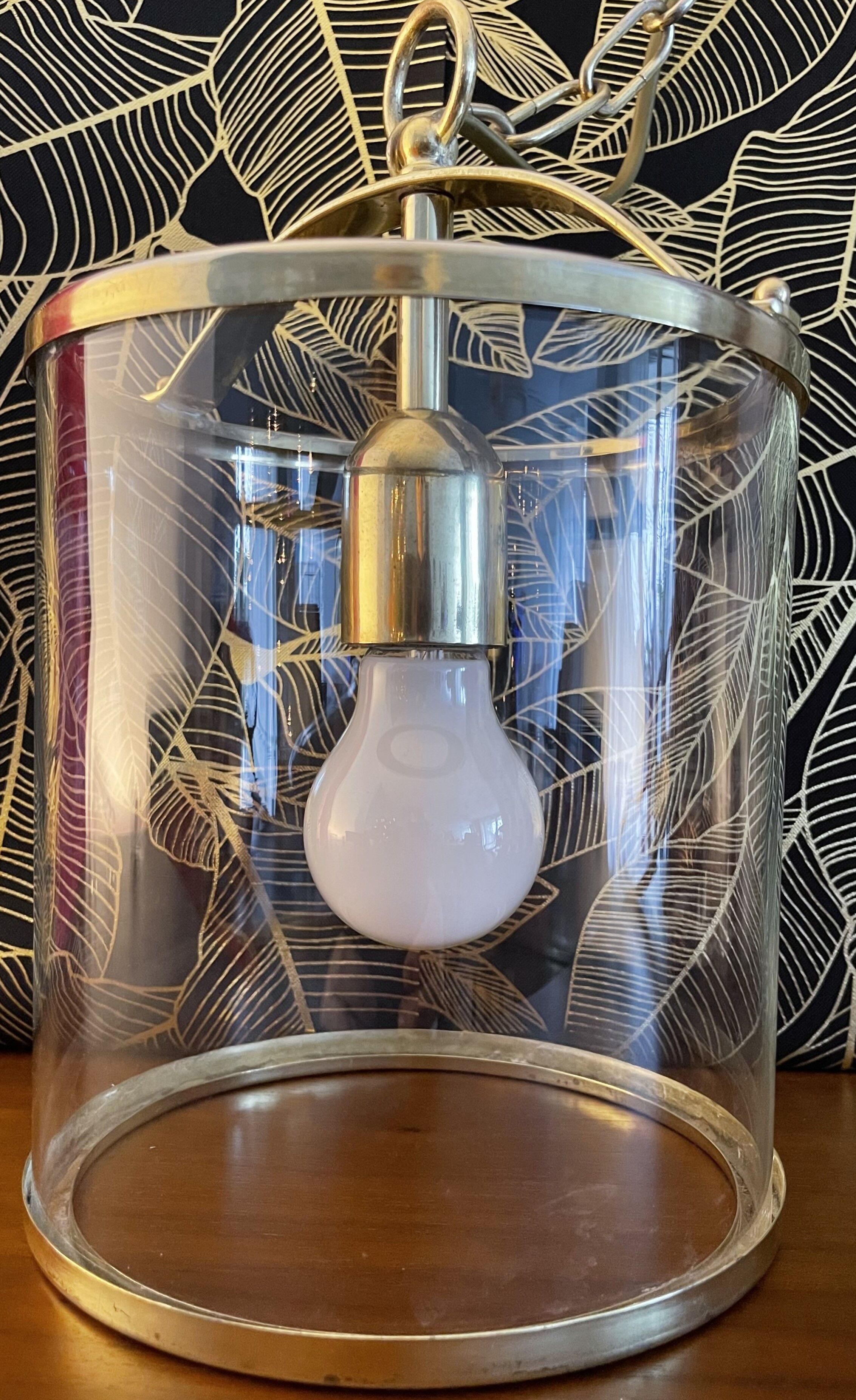 Brass lantern chandelier