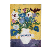 Bouquet de fleurs huile sur carton entoilé