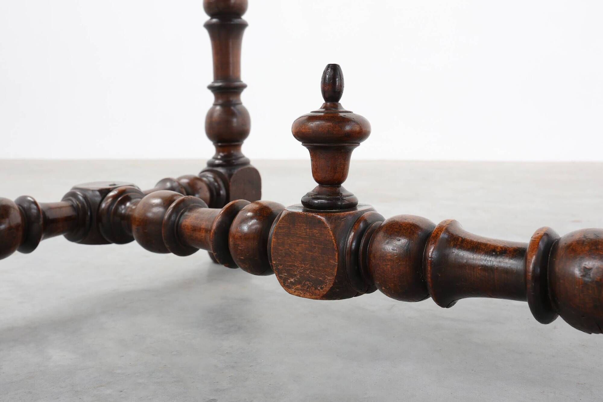 French Louis XIII Walnut Side Table with Drawer and Turned Legs, circa 1850