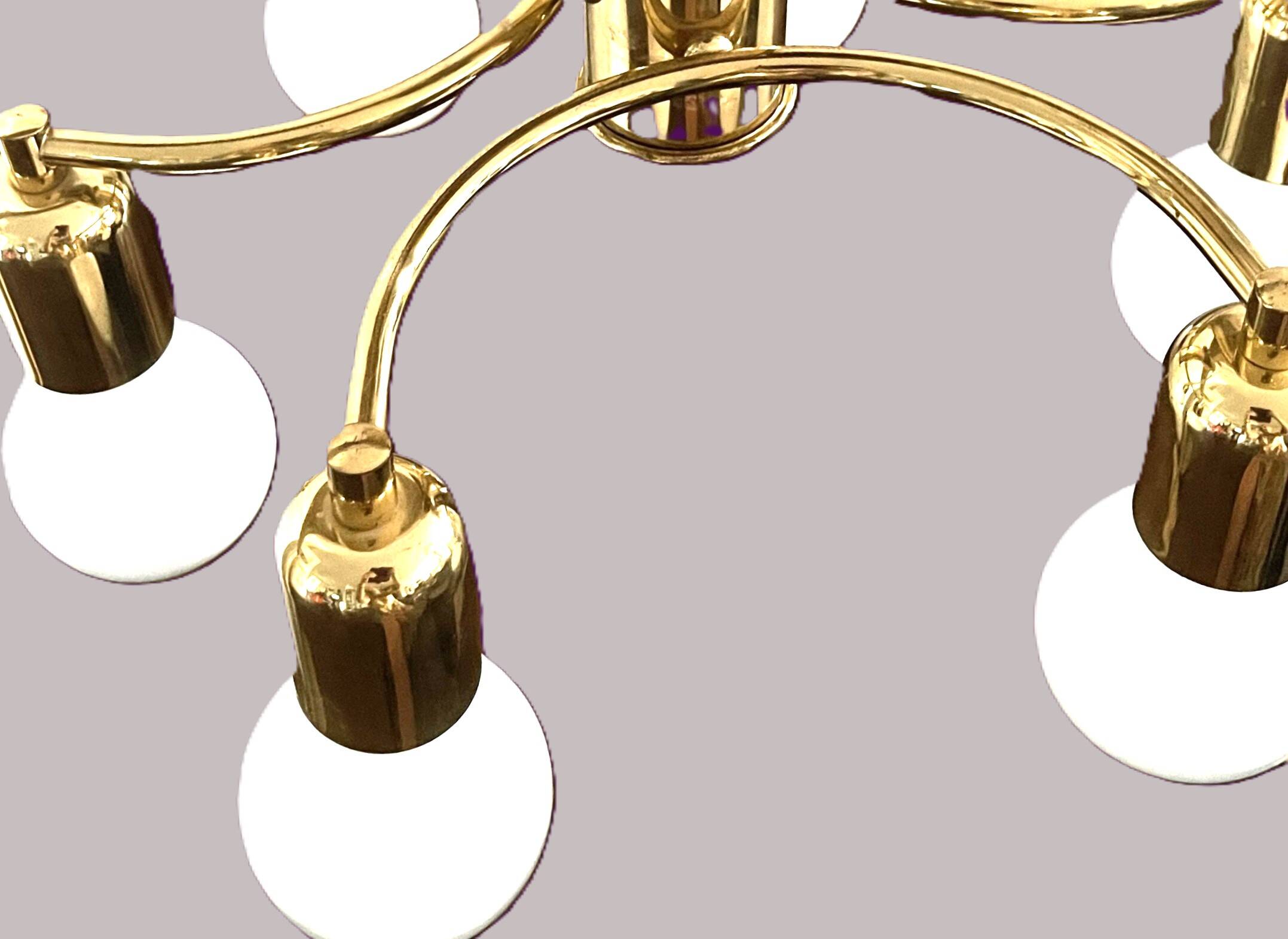 Brass ceiling light in Mid-Century Modern style, Germany, 1970s.