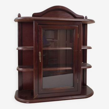 Mahogany stained wood wall display case