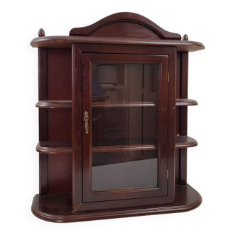 Mahogany stained wood wall display case