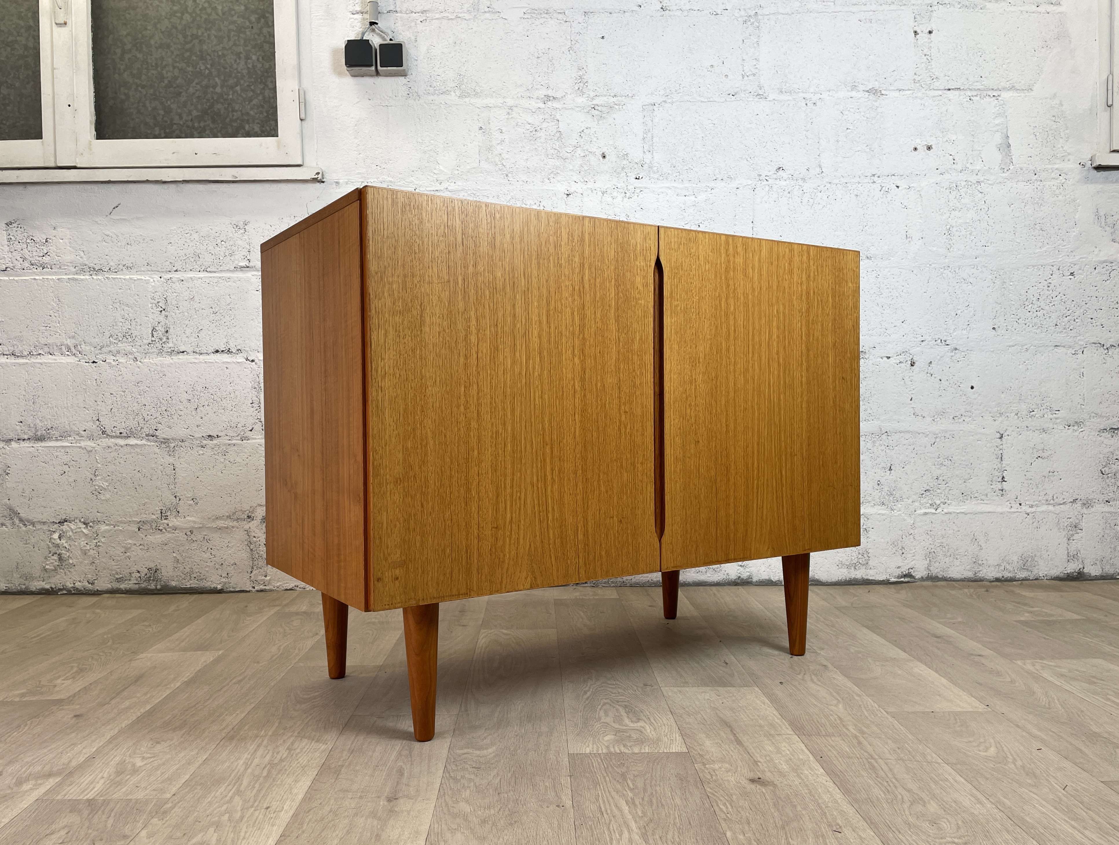Vintage Scandinavian teak sideboard with full doors, 60s