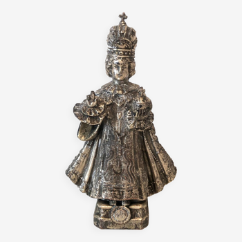 Crowned Jesus Statuette Silver Metal