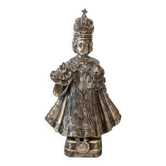 Crowned Jesus Statuette Silver Metal