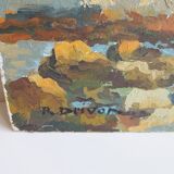 "D'Antibes à Cannes". Ancienne huile sur carton