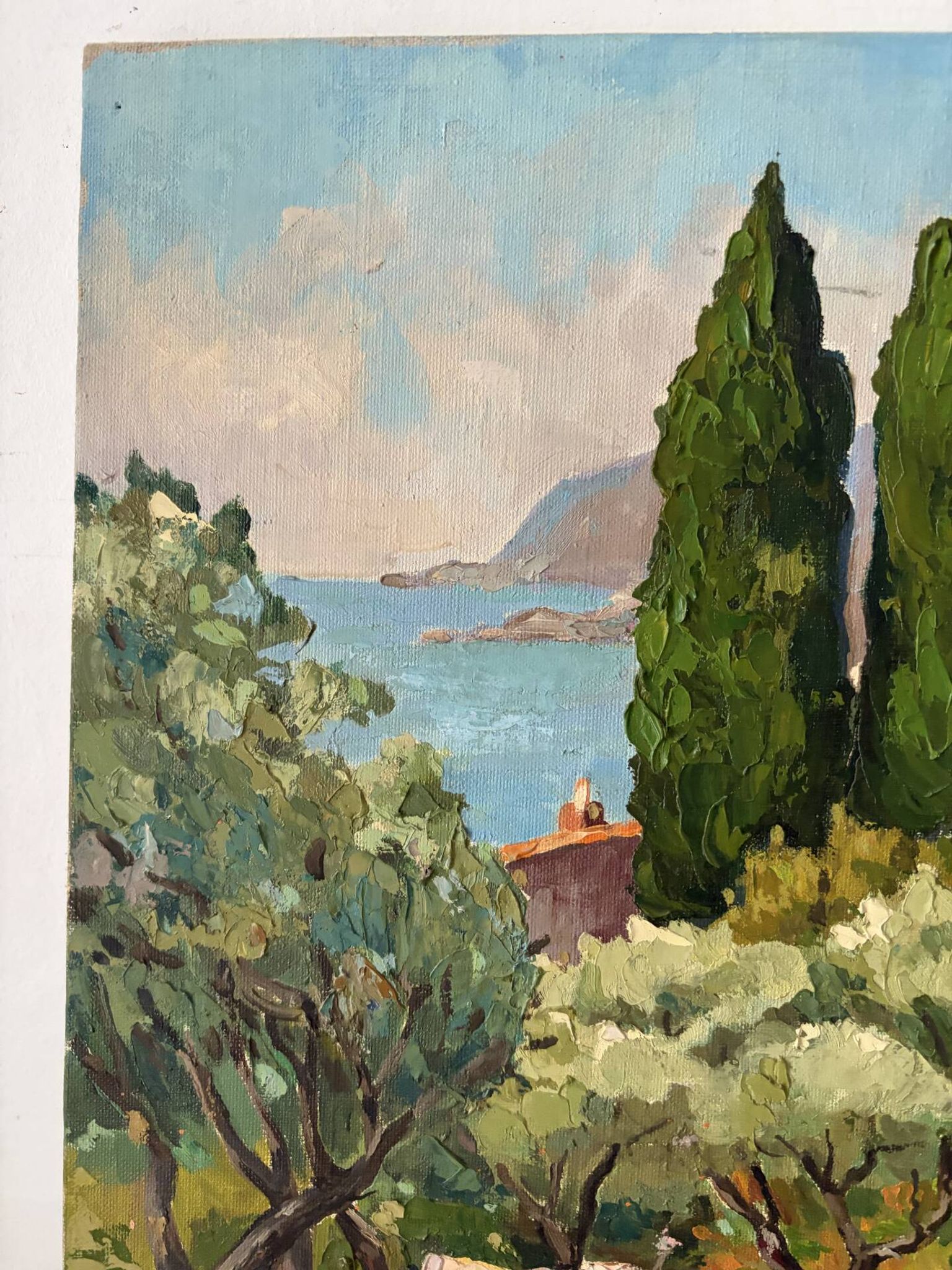Scène côtière méditerranéen, huile sur toile signée
