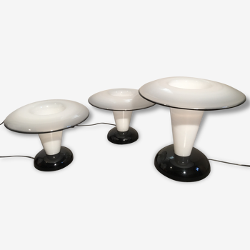 A set of 3 Murano Glass Mushroom Table Lamps