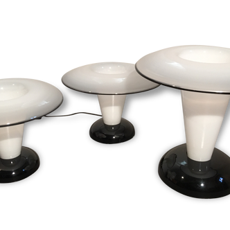 A set of 3 Murano Glass Mushroom Table Lamps