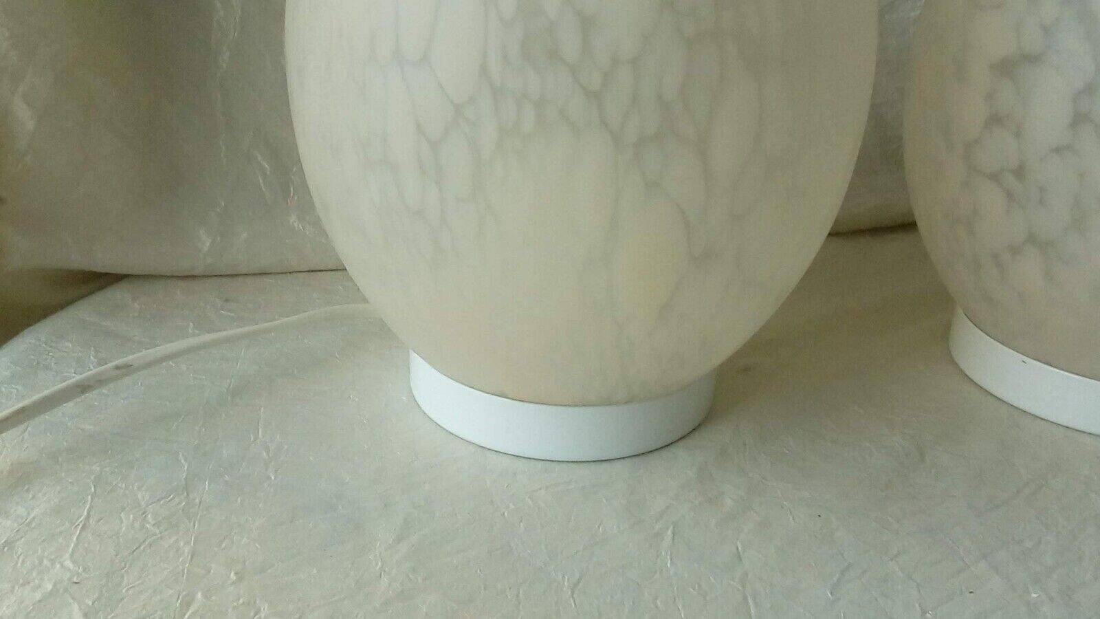 Pair of marble glass egg lamps