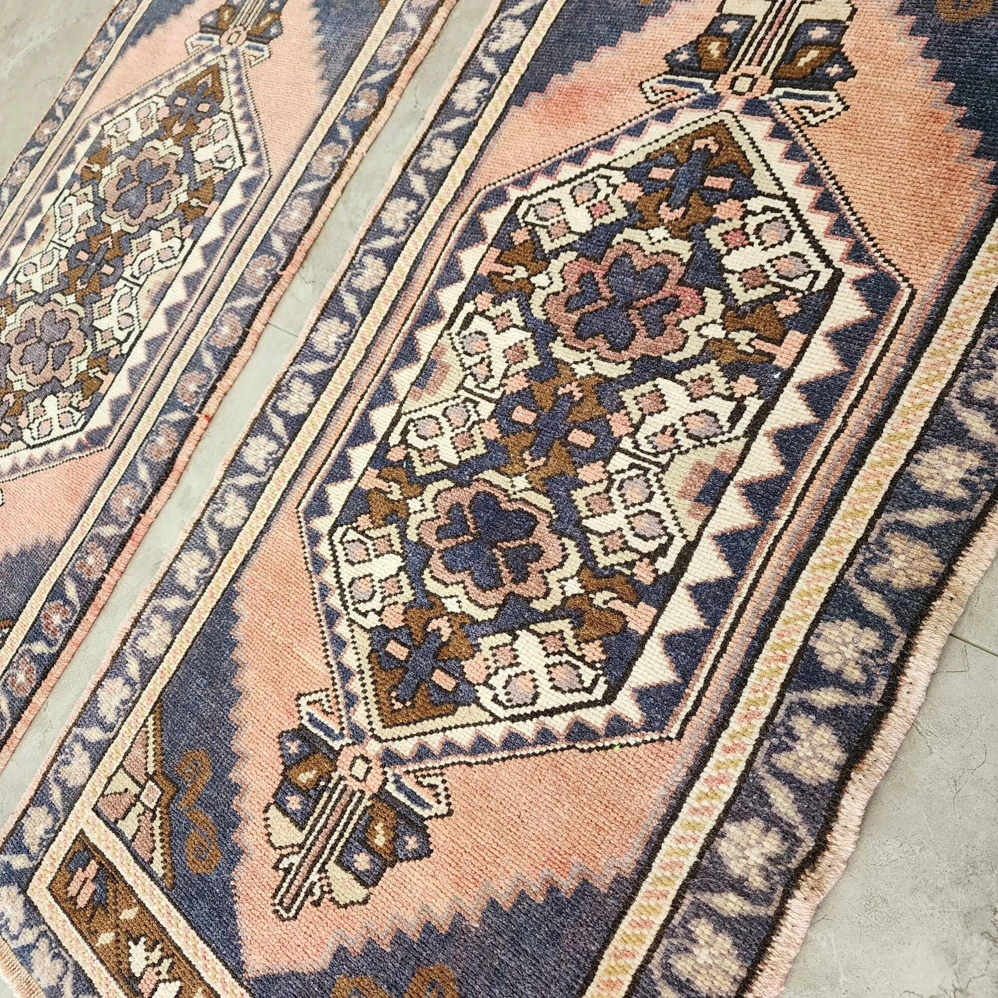 Set of 2 vintage handmade Turkish rugs 54x105 cm