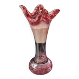Floral vase/Clichy glassware/Camaieus shades of pink. Dotted patterns/Volutes. Height 25.5 cm
