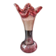 Vase floral/Verrerie de Clichy/Tons camaieus de roses. Motifs à points/Volutes. Haut 25,5 cm