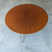 Vintage German round coffee table in sun veneer – W. Germany, an