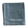 Embroidered celadon linen towel