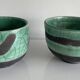 Pair of raku tea bowls, handmade ceramics
