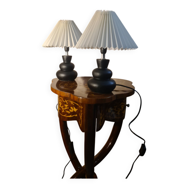 paire de lampes de chevet ceram design scandinave abat jour 33x25 elec chan