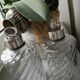 Lot of 2 crystal bottles model bamboo solid silver cap