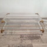 Table basse en verre acrylique et laiton, 1985