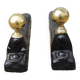 Old cast iron and xl brass andirons in neo classical style