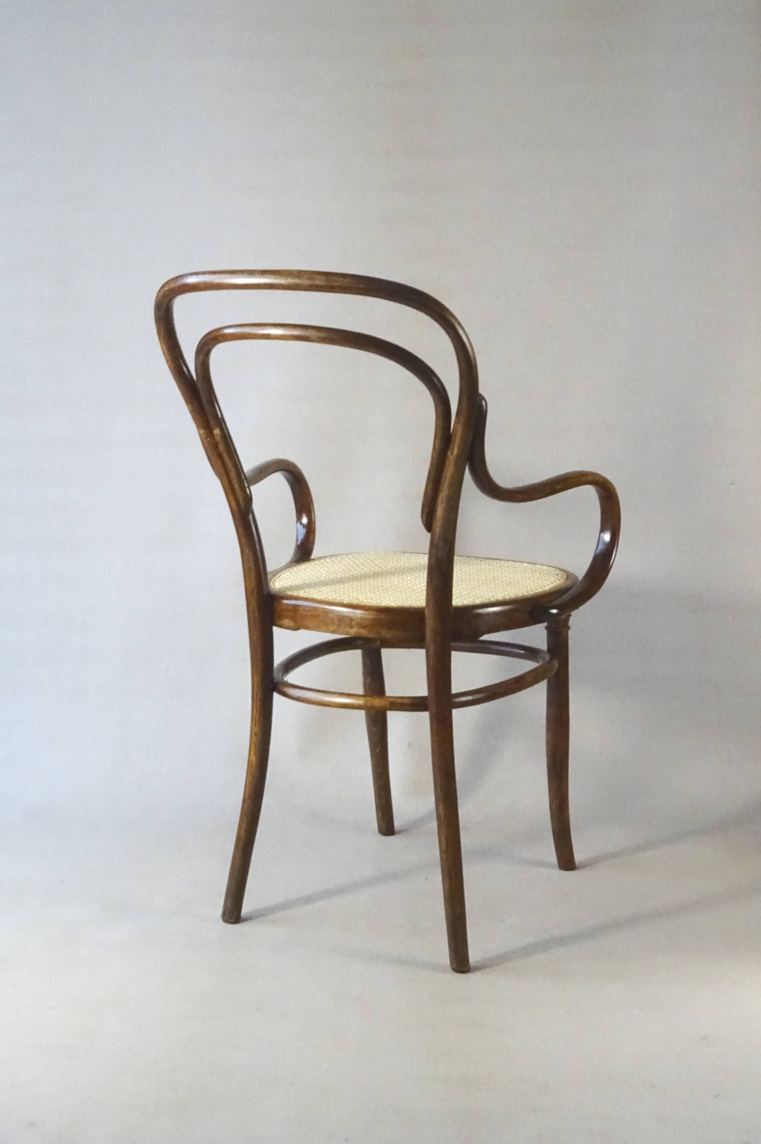Cane bistro armchair N°14, by Hofmann 1895, Art Nouveau.