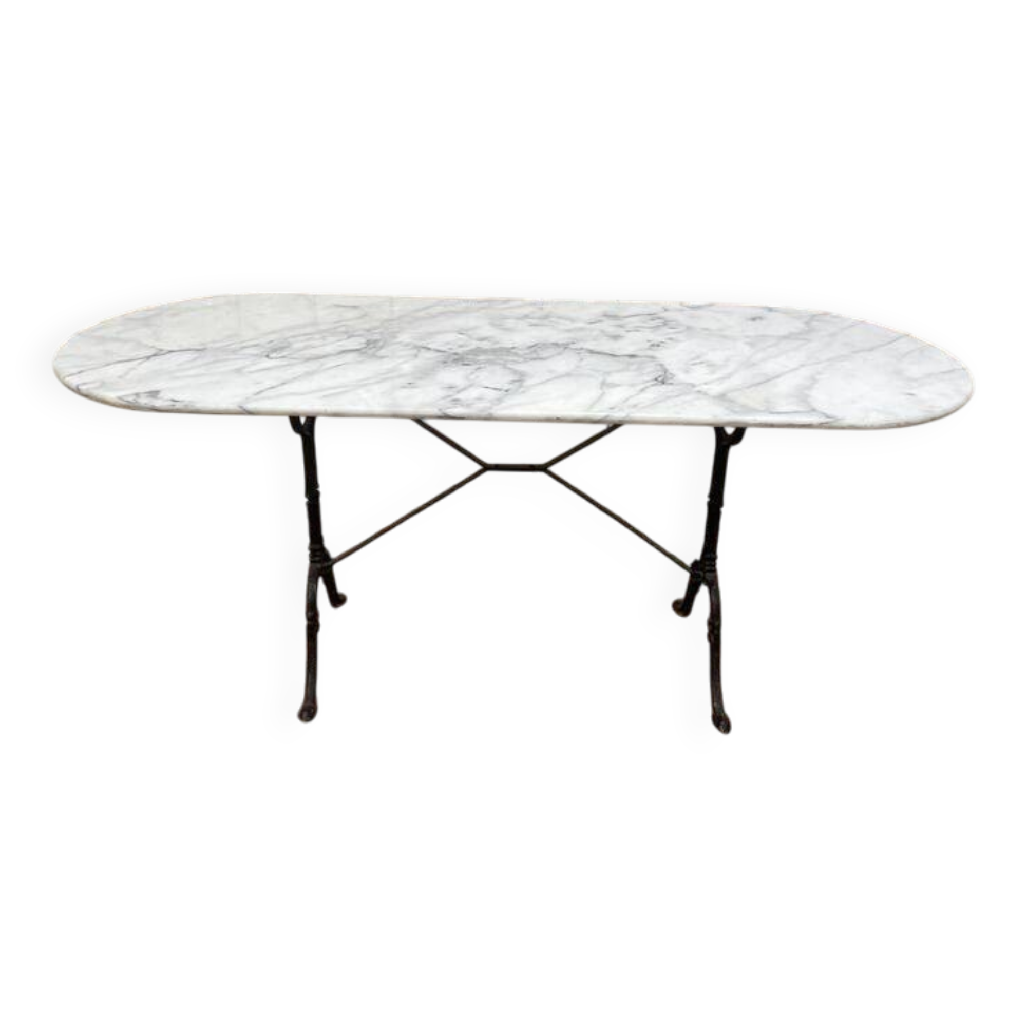 Table de bistrot en fer et marbre 160 cm