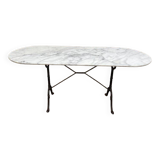 Table de bistrot en fer et marbre 160 cm
