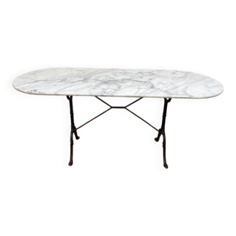 Table de bistrot en fer et marbre 160 cm