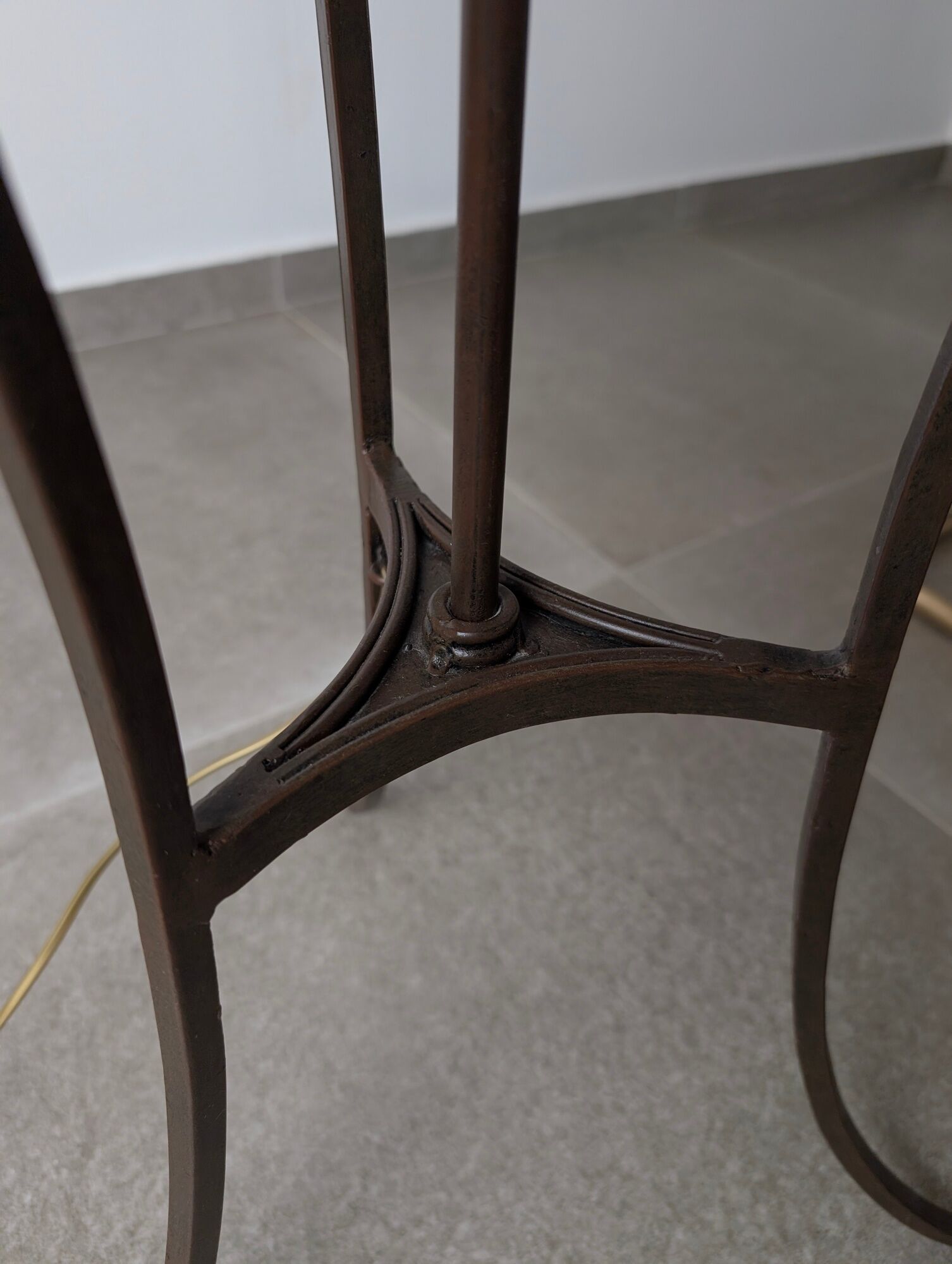 French Floor Lamp with Spiral Staircase, iron and brass, Mid-Century