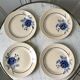 set of 4 dessert plates blue flowers Saint-Amand years 30-40