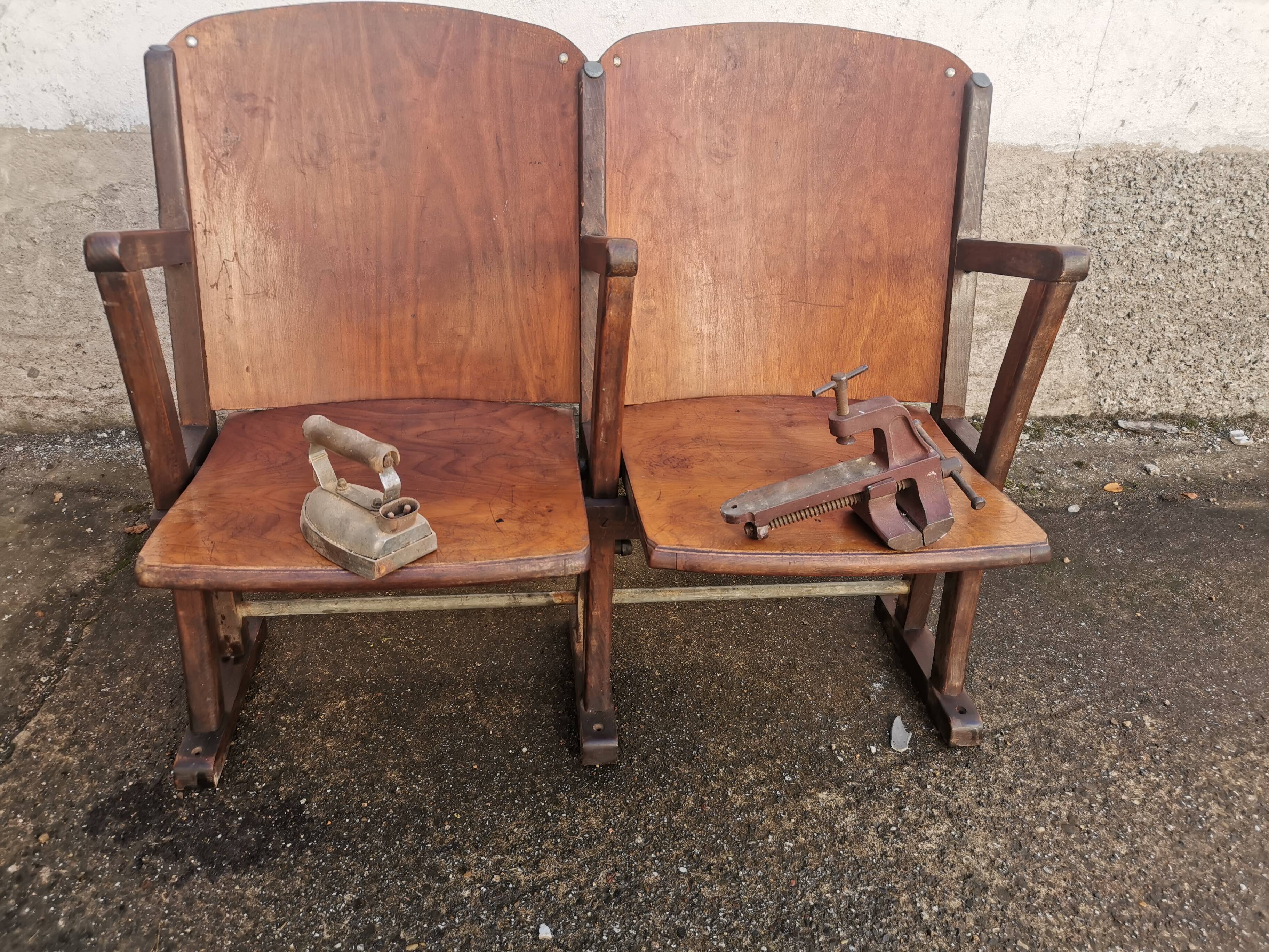 Two-seater strapontin cinema bench 1920/1930