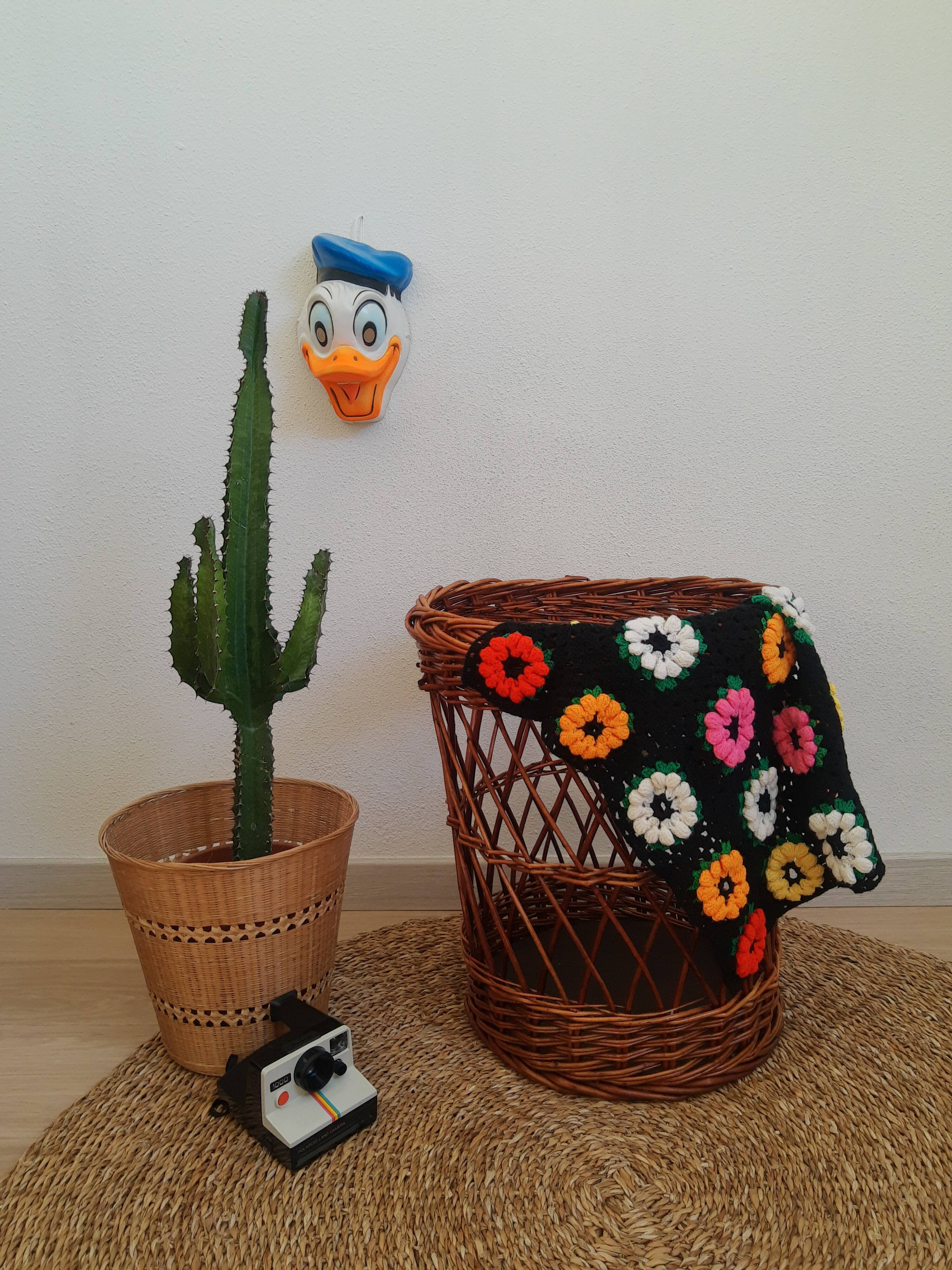 Large basket / laundry basket - vintage wicker toy basket