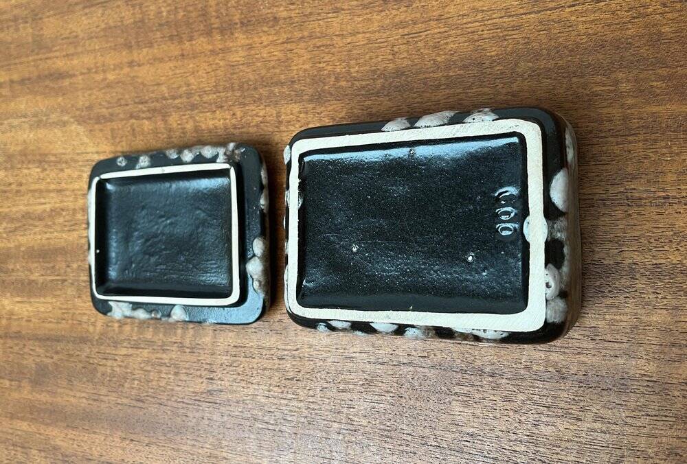 West German pottery box, fat lava WGP from the mid-century with lid, 1960s.