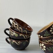 Lot of mismatched Alsatian pottery coffee cups
