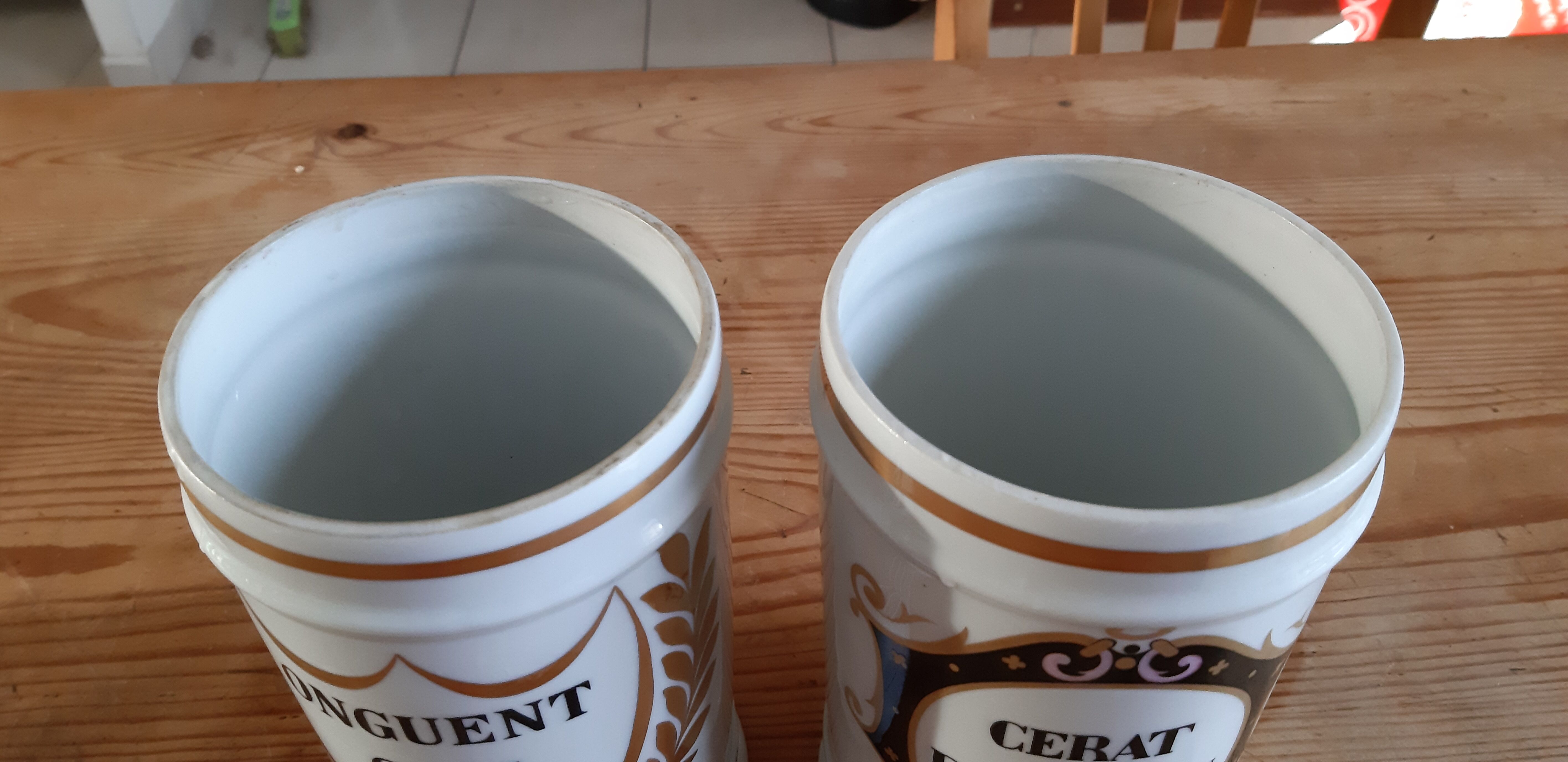 2 Limoges Porcelain Pharmacy Pots